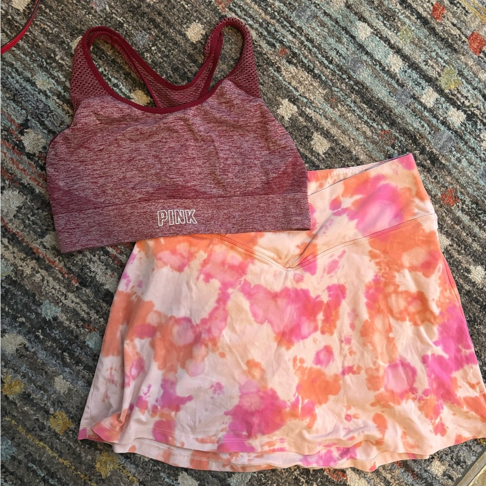 P!NK size Large Lot Sport Bra and Skort